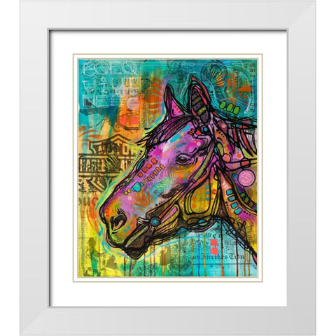 Horsepower White Modern Wood Framed Art Print with Double Matting by Dean Russo Collection