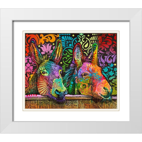 Donkeys White Modern Wood Framed Art Print with Double Matting by Dean Russo Collection