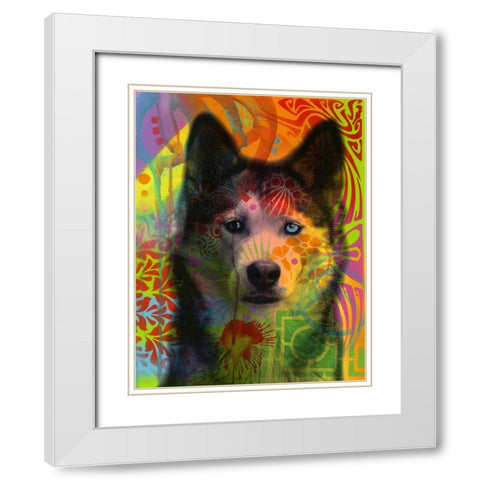 Huskys Eye White Modern Wood Framed Art Print with Double Matting by Dean Russo Collection