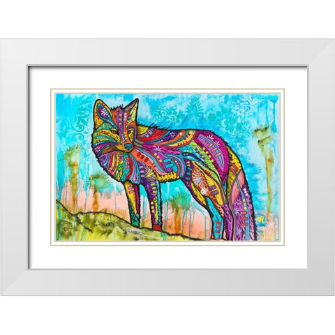 Electric Fox White Modern Wood Framed Art Print with Double Matting by Dean Russo Collection