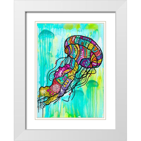 Jellyfish White Modern Wood Framed Art Print with Double Matting by Dean Russo Collection