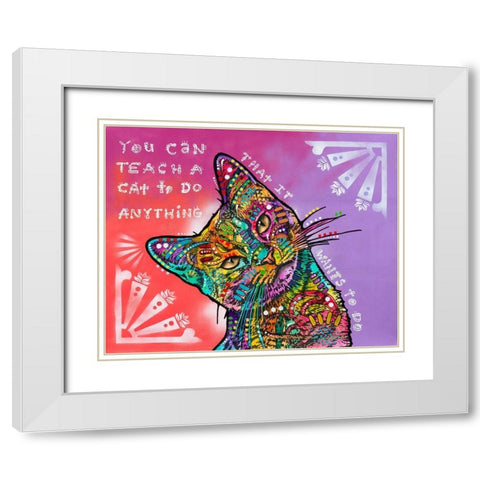 You can teach a cat White Modern Wood Framed Art Print with Double Matting by Dean Russo Collection