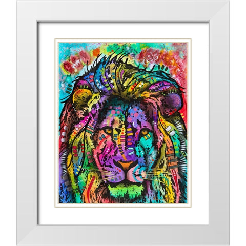 King of the Jungle White Modern Wood Framed Art Print with Double Matting by Dean Russo Collection