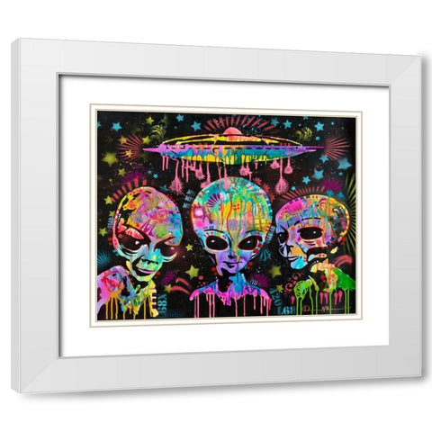 Aliens White Modern Wood Framed Art Print with Double Matting by Dean Russo Collection
