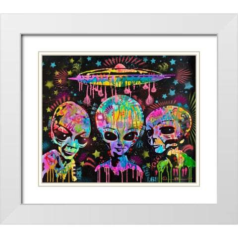 Aliens White Modern Wood Framed Art Print with Double Matting by Dean Russo Collection