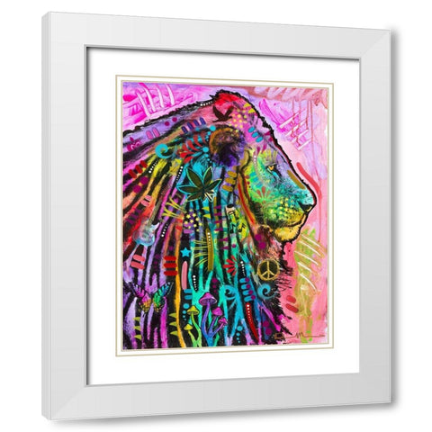 Syco-Delic Lion White Modern Wood Framed Art Print with Double Matting by Dean Russo Collection