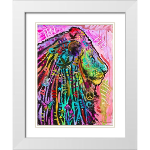 Syco-Delic Lion White Modern Wood Framed Art Print with Double Matting by Dean Russo Collection