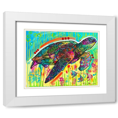 Sea Turtle White Modern Wood Framed Art Print with Double Matting by Dean Russo Collection