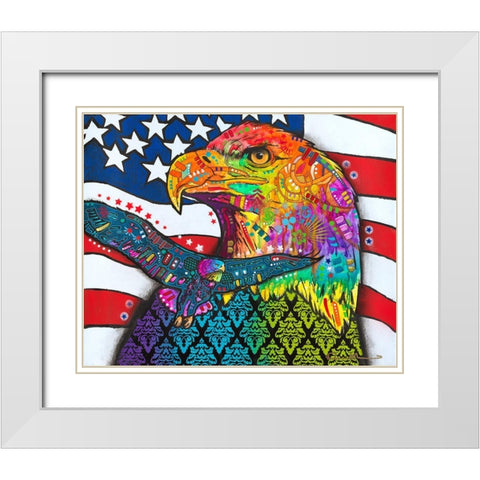 American Eagle White Modern Wood Framed Art Print with Double Matting by Dean Russo Collection
