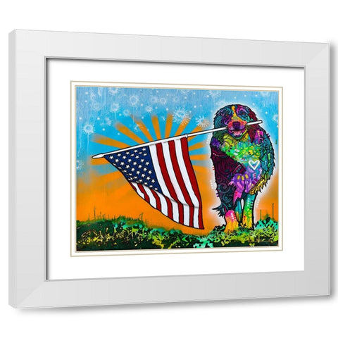 Carrying the Flag White Modern Wood Framed Art Print with Double Matting by Dean Russo Collection