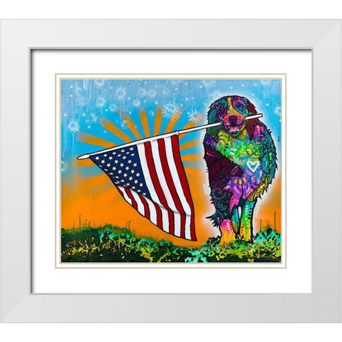 Carrying the Flag White Modern Wood Framed Art Print with Double Matting by Dean Russo Collection