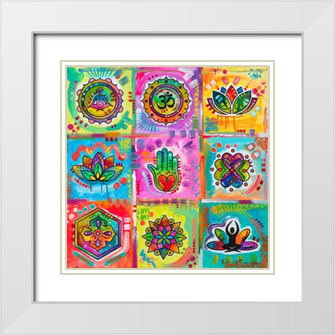 Meditation Squares White Modern Wood Framed Art Print with Double Matting by Dean Russo Collection