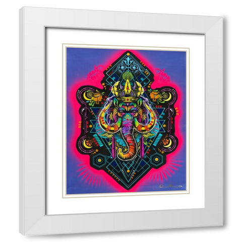 King Elephant White Modern Wood Framed Art Print with Double Matting by Dean Russo Collection