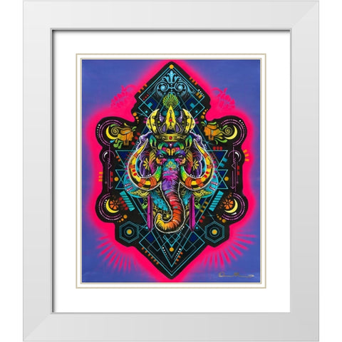 King Elephant White Modern Wood Framed Art Print with Double Matting by Dean Russo Collection