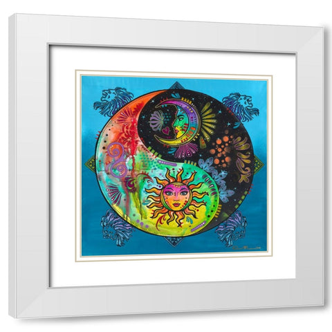 Yin Yang - Sun and Moon White Modern Wood Framed Art Print with Double Matting by Dean Russo Collection