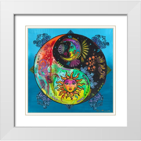 Yin Yang - Sun and Moon White Modern Wood Framed Art Print with Double Matting by Dean Russo Collection