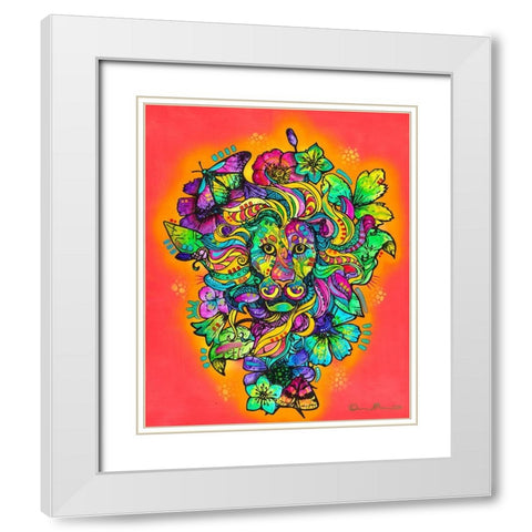 Pretty Kitty Lion White Modern Wood Framed Art Print with Double Matting by Dean Russo Collection