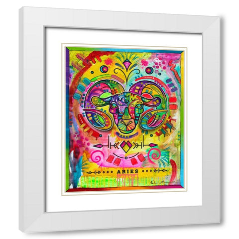 Aries White Modern Wood Framed Art Print with Double Matting by Dean Russo Collection