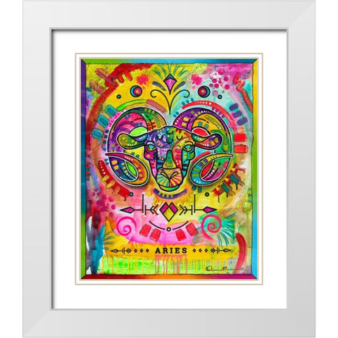Aries White Modern Wood Framed Art Print with Double Matting by Dean Russo Collection