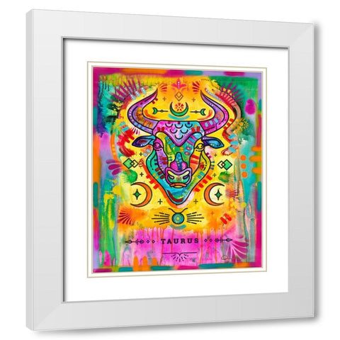 Taurus White Modern Wood Framed Art Print with Double Matting by Dean Russo Collection