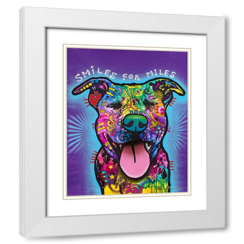 Smiles for Miles White Modern Wood Framed Art Print with Double Matting by Dean Russo Collection