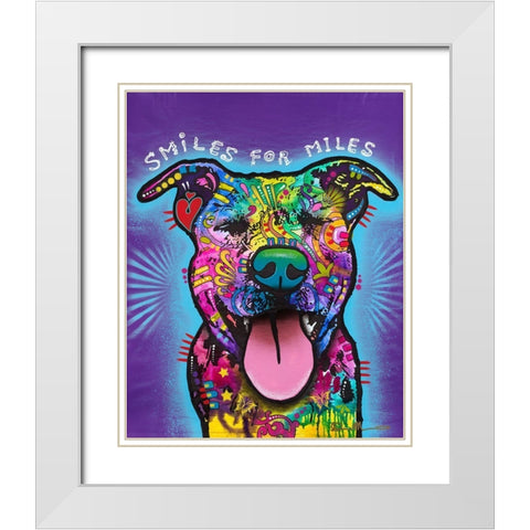 Smiles for Miles White Modern Wood Framed Art Print with Double Matting by Dean Russo Collection