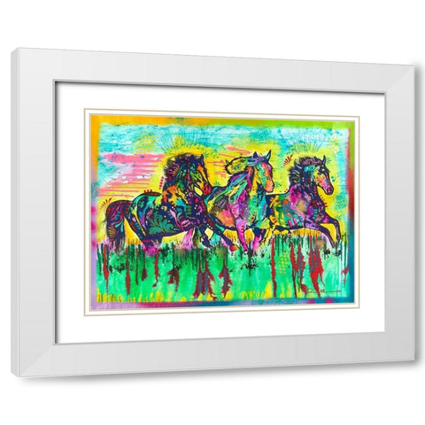 Three Horses White Modern Wood Framed Art Print with Double Matting by Dean Russo Collection