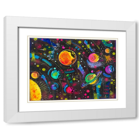 Solar System White Modern Wood Framed Art Print with Double Matting by Dean Russo Collection