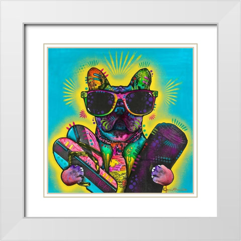 Cool Pup 1 White Modern Wood Framed Art Print with Double Matting by Dean Russo Collection