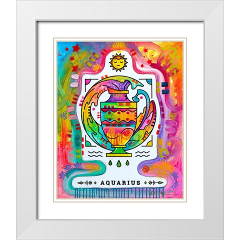 Aquarius White Modern Wood Framed Art Print with Double Matting by Dean Russo Collection
