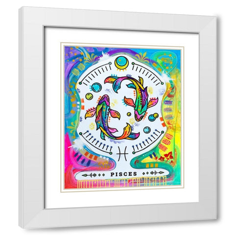 Pisces White Modern Wood Framed Art Print with Double Matting by Dean Russo Collection