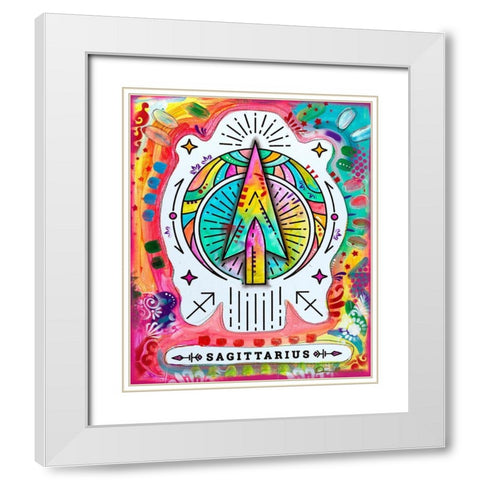 Sagittarius White Modern Wood Framed Art Print with Double Matting by Dean Russo Collection
