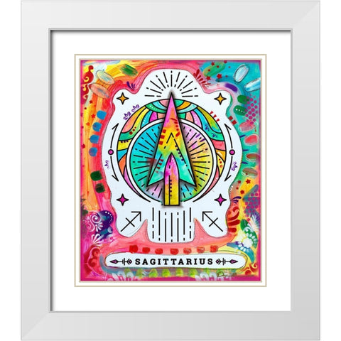 Sagittarius White Modern Wood Framed Art Print with Double Matting by Dean Russo Collection
