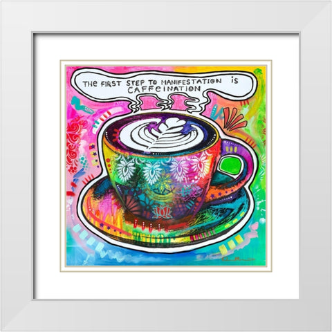 Caffeination White Modern Wood Framed Art Print with Double Matting by Dean Russo Collection