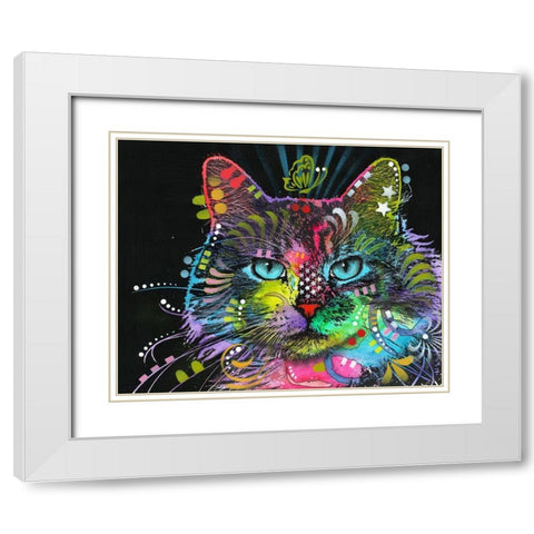 Blue Stare White Modern Wood Framed Art Print with Double Matting by Dean Russo Collection