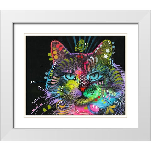 Blue Stare White Modern Wood Framed Art Print with Double Matting by Dean Russo Collection