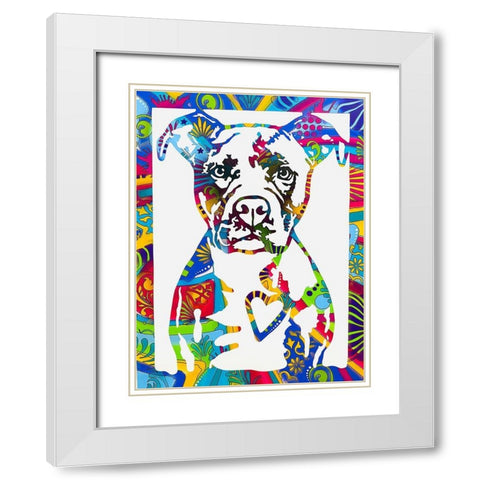 Heart Pittie White Modern Wood Framed Art Print with Double Matting by Dean Russo Collection