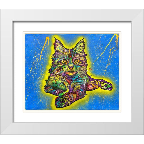 Maine Coon 2 White Modern Wood Framed Art Print with Double Matting by Dean Russo Collection
