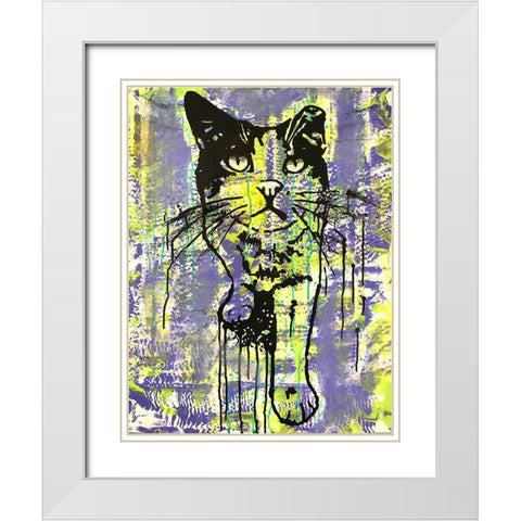 Baby Cat White Modern Wood Framed Art Print with Double Matting by Dean Russo Collection