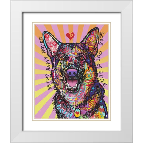 Being Happy White Modern Wood Framed Art Print with Double Matting by Dean Russo Collection