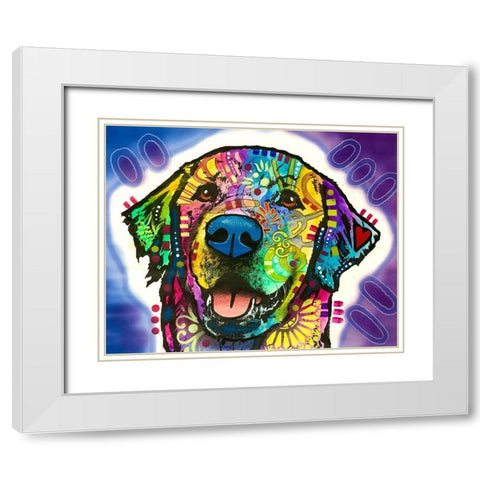 Heartfelt Retriever White Modern Wood Framed Art Print with Double Matting by Dean Russo Collection