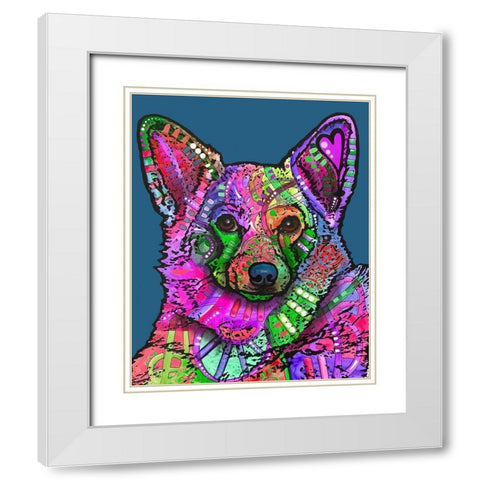 Indelible Corgi White Modern Wood Framed Art Print with Double Matting by Dean Russo Collection