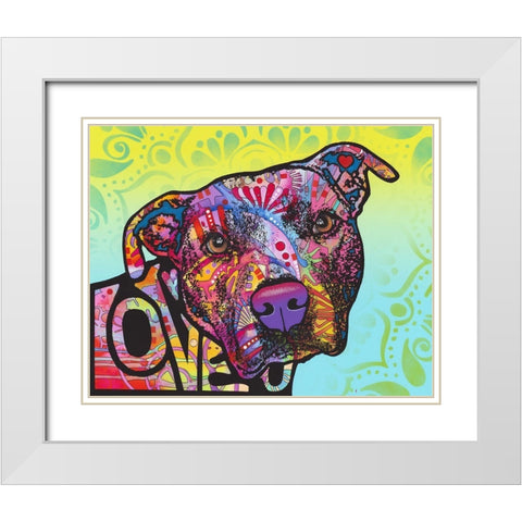 Love You Pit Bull White Modern Wood Framed Art Print with Double Matting by Dean Russo Collection