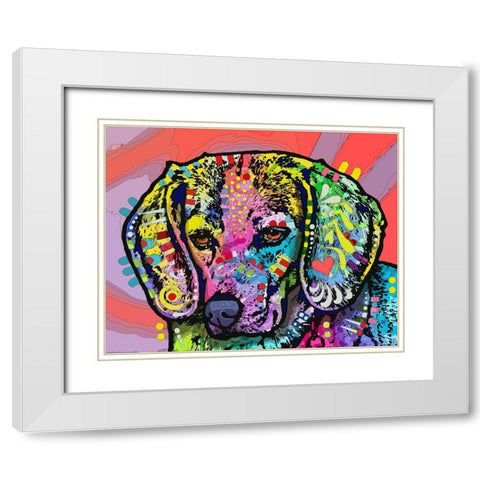 Magic Beagle White Modern Wood Framed Art Print with Double Matting by Dean Russo Collection