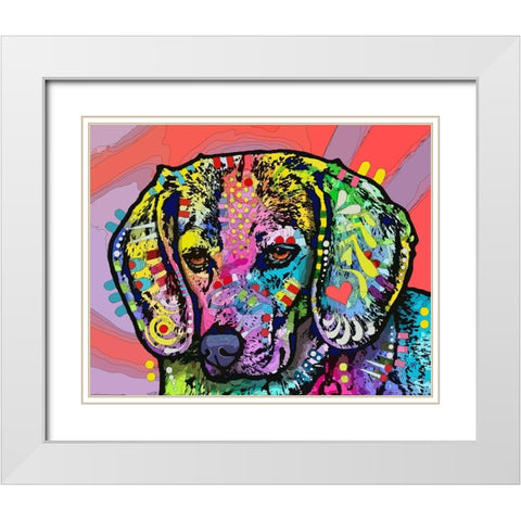 Magic Beagle White Modern Wood Framed Art Print with Double Matting by Dean Russo Collection