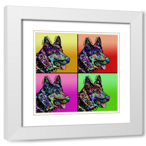Who Rescued Who 4X White Modern Wood Framed Art Print with Double Matting by Dean Russo Collection