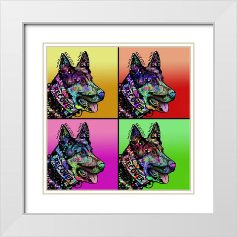 Who Rescued Who 4X White Modern Wood Framed Art Print with Double Matting by Dean Russo Collection