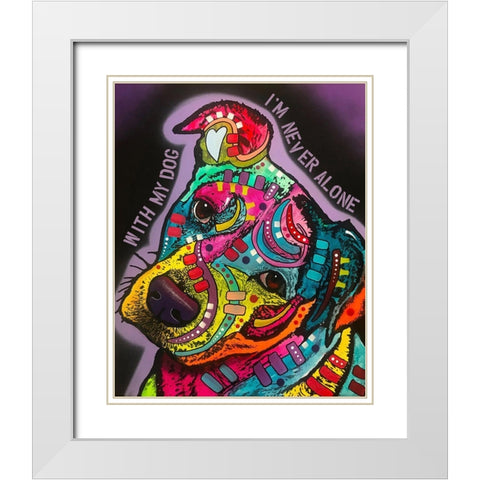 With My Dog White Modern Wood Framed Art Print with Double Matting by Dean Russo Collection