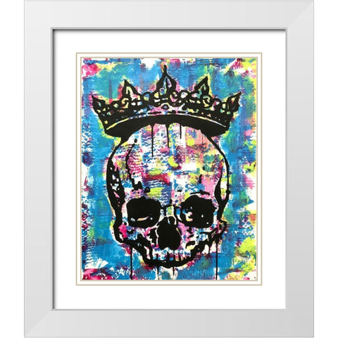 Crowned Skull White Modern Wood Framed Art Print with Double Matting by Dean Russo Collection