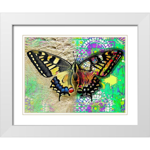 Exposed Butterfly White Modern Wood Framed Art Print with Double Matting by Dean Russo Collection